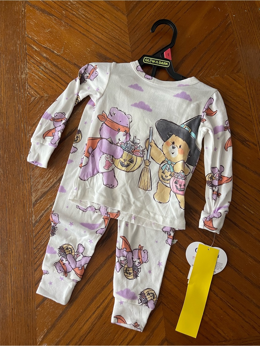 Glow-in-the-Dark Purple Bear Halloween Kids Pajama Set